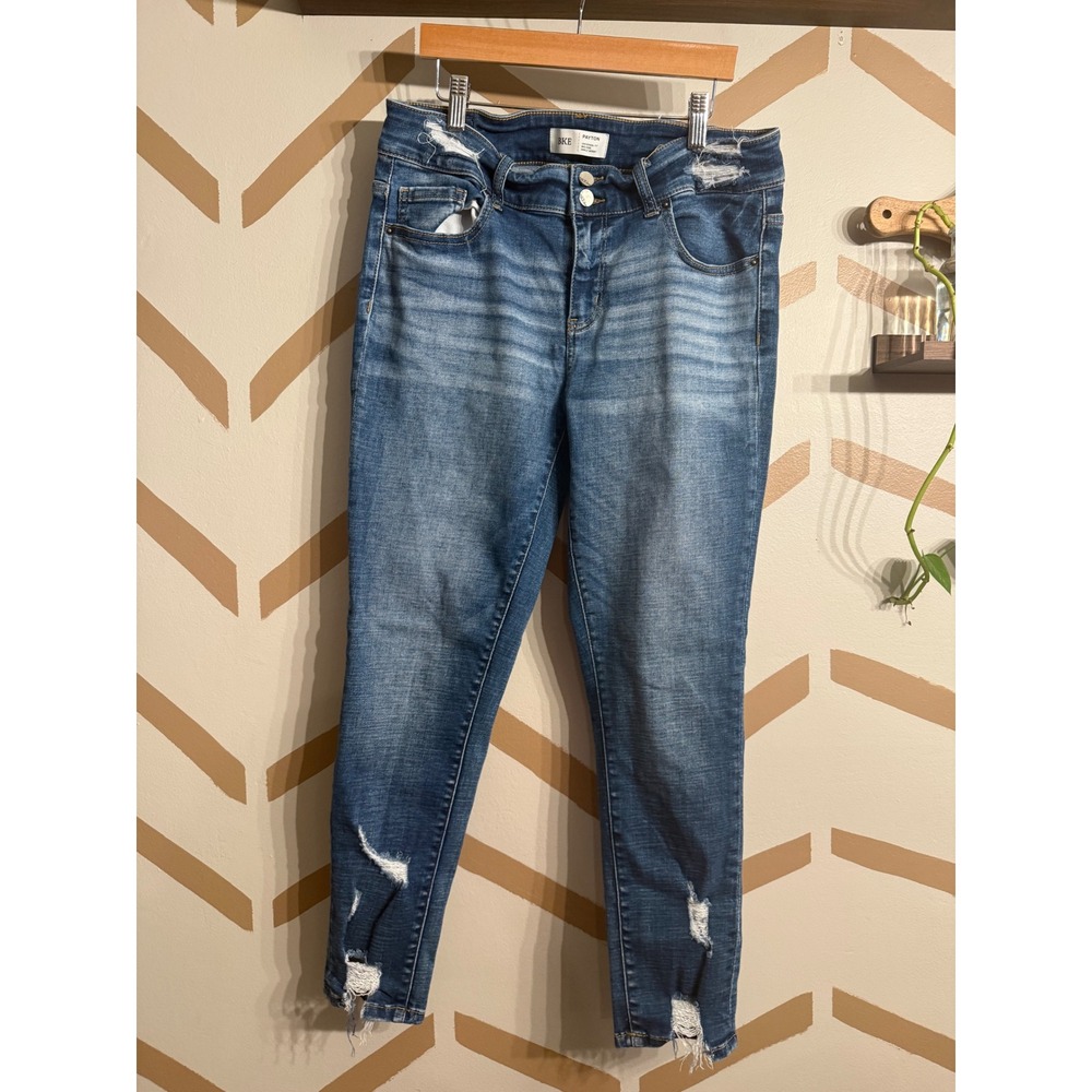 BKE Payton Jeans Womens 30 Blue Distressed Mid Rise Ankle Skinny Universal Fit
